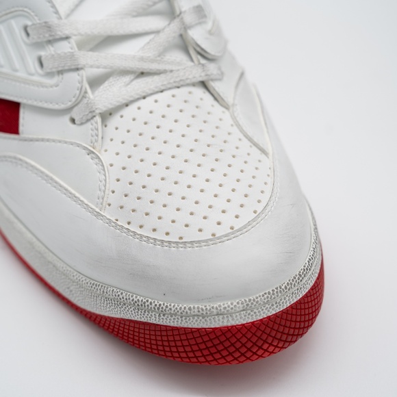 Size 13.5G 14 US Gucci Basket Low White Demetra Red Black Sneakers - Picture 7 of 15